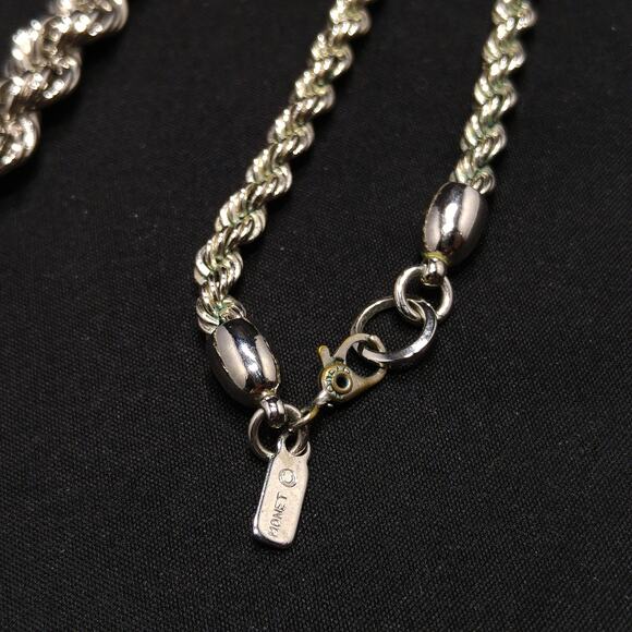 Vintage Monet Rope Chain Necklace – Silver Tone, Rhodium Plated, 27" - Picture 4 of 10